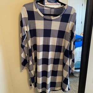Navy and Cream Buffalo Plaid Tunic